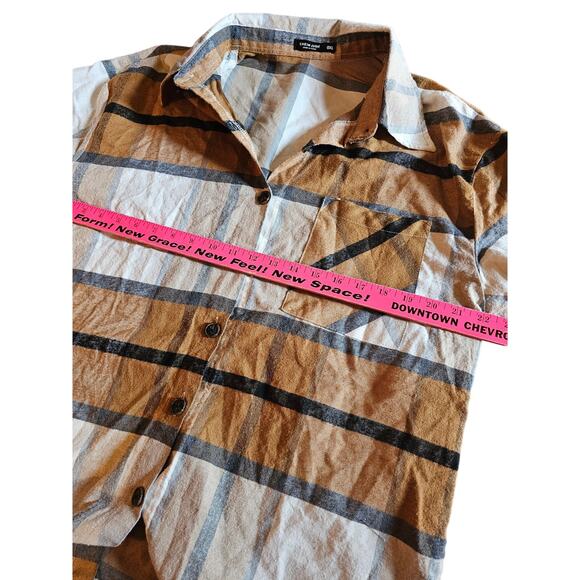 EUC Shein Curve Plaid Shacket Womens Button Down Top Plus Size 0XL (613) - Picture 5 of 6